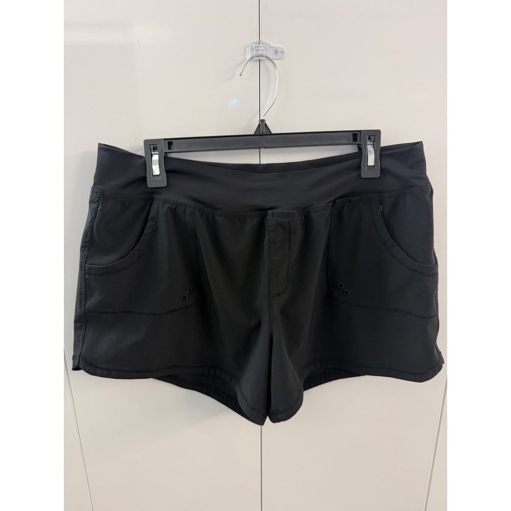 Prana Womens Black Athletic Yoga Hiking Shorts Size XL Recycled Stretch Pockets